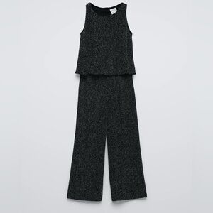 Zara girls Black and Silver Sleeveless Jumpsuit